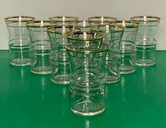 Double Gold Ring Anchor Hocking Tumbler (s) LOT OF 11 Vintage 1950’s 3328