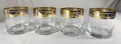 Vintage Set Of 4 Royal Gallery of Crystal Gold Buffet Double Old Fashioned. New
