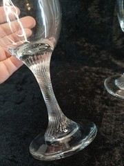 Hand Blowen Wine Glasses Swirl Pattern Stems 7.5 Inches Tall