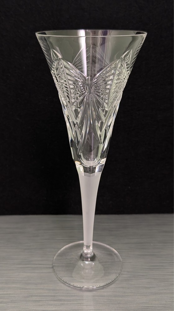 Vintage WATERFORD MILLENIUM Crystal Frosted Stem Champagne Flute: 9.25″, 7oz