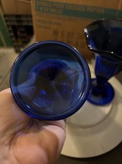 2 Anchor Hocking Cobalt Blue Fountain Ware Sundae Scallop Goblets Glasses