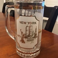 5.5in. Culver Glass New York City Mug Stein Vintage Souvenir Trimmed In 22k Gold