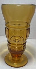 Set Of 3 Amber Glass Footed Tumblers