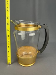 14 Pc Everlast Neocraft Gold Aluminum & Glass Tumbler, Pitcher & Tray Set RETRO!