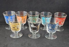 Vintage 1950s MCM LIBBEY International World Cities Footed Cocktail Glasses x 8