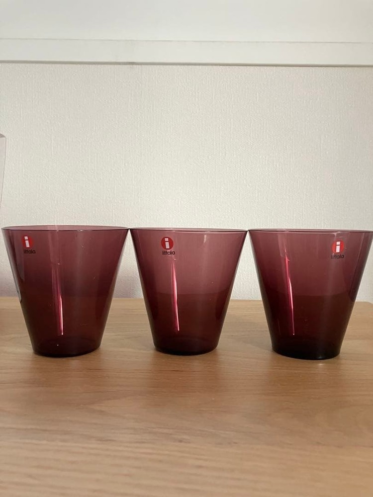 Iittala Kartio Glass Mouse Blow Set Of 3 Deep Lilac 200ml Finland Drinkware