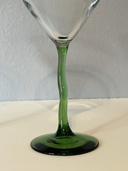Libbey Courbe Martini Glasses Wavy Green Stems Crooked Zig Zag Barware Set of 2