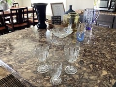 Anchor Hocking Colonial Knife and Fork set of 3 Water Goblets and Wine Goblet