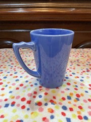 Homer Laughlin Riviera Handled Tumbler Mauve Blue Excellent