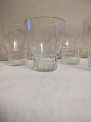 MCM Glass Tumbler Set 6 Vintage Anchor Hocking Windsor Cocktail Stack Art Deco