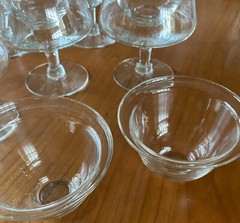 Set of 7 Vintage Shrimp Seafood Glass Cups w/Chillers +2 bowls