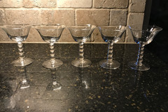 Imperial USA Candlewick Set of 5 Champagne Stems #3400 -4 Balls Crystal Clear EC