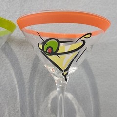 4 SILVESTRI Cocktail Martini Glasses Colorful Olive Read Description