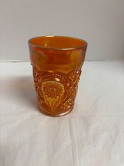 Imperial Carnival Glass Marigold Orange Daisy and Button Tumbler Cup 4.25″