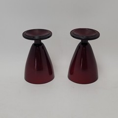 Vintage Anchor Hocking 2 Royal Ruby Red Cordial Shot Footed Wine Glasses Barware