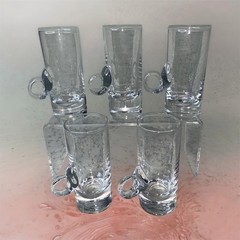 5 Vtg Lenox Coffee/Tea Crystal Glasses, Mint Condition Applied Loop Handles