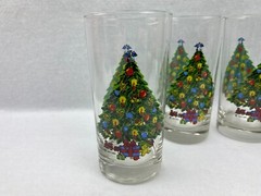 4 Vintage Christmas by Carlton Beverage Glasses 11 oz Tumblers 5 1/2″ Tall