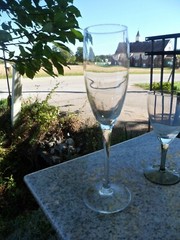 Silver Wine Glass Clear Mirror Smoke Gray Table Glass Stemware Stem Vtg Lot of 6