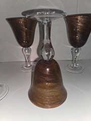 Set of 5 ARTLAND Bronze Swirl Amber Shimmer WATER Goblets Glasses