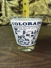 Vintage 1950’s frosted State of Colorado glass Jigger Souvenir Rocky Mountain