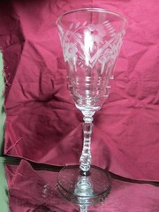 6- Rock Sharpe 3005-2 Etched Floral Water Goblets 1930-1940