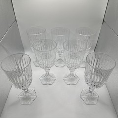Fostoria Heritage Vintage Water Tea Goblet/Glass Clear Crystal 7 1/4″ Set of 7