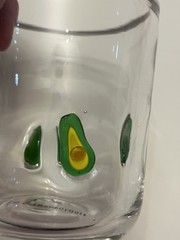 Anthropologie Avocado Pattern Tumbler Glass Clear With White Rim