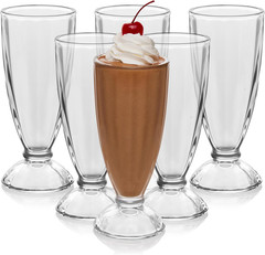 Fountain Shoppe Milkshake Glasses Set of 6 – Classic Old Fashioned