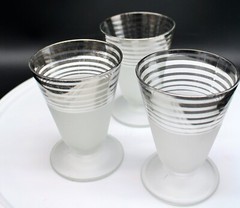 3- 1950s West Virginia Frostnip Platinum Band Glassware Small 3.5″