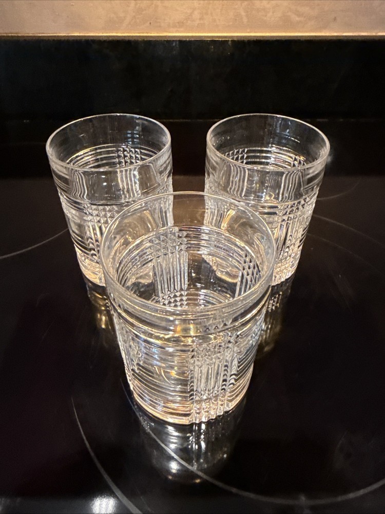 RALPH LAUREN Glen Plaid DOUBLE OLD FASHIONED GLASS 4 1/8″ – Lot If 3