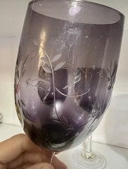 4-Tall Water/Wine Goblets, Clear Stem Purple/amethyst Stemware 8.5″. Rare