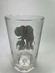 Elephant Highball Glass Stemless Drinking 8 oz Nice Art Works Hand Printed C71
