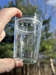 Set Of 9 Antique Boston & Sandwich Flint Glass Tumblers Frosted Band With Prism