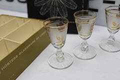 Cordial Glass Golden Foliage Glass Libbey Glass Company Set-6 w/box Vintage #1