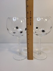 2 Millefiori Balloon Wine Glasses 9 1/4″