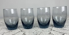 Vintage Libbey Tiara Blue Swirl Optic 4.5”Tumblers Juice Glasses Set of 4
