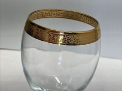 Vintage 1960-1970 Stemmed And Gold-Rimmed Wine Glasses Set Of 5 Glasses PO