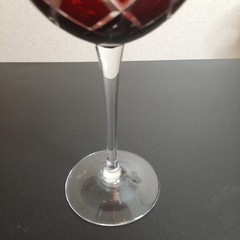 Vintage Bohemian Ruby Red Cut to Clear Globe Crystal Wine Glasses Goblets 2 pc
