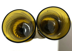 Hand Blown Swirled Amber Glass Goblets Mexican Glass Set of 2 5 1/2 Inches Tall