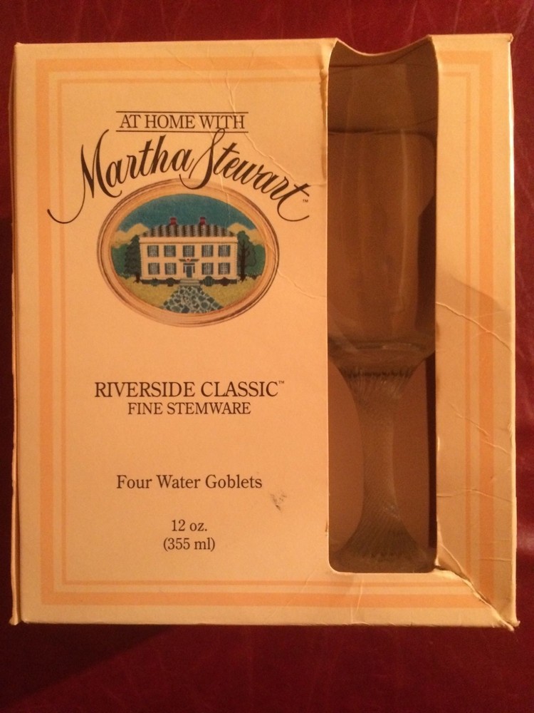 Vtg Libbey Martha Stewart Riverside Classic 12 oz Water Goblets Twisted Stems