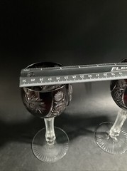 2 TWO AJKA Crystal ALBRACCA Lead Crystal Dark Ruby Red Wine Glass 7″ Pinwheel