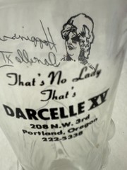 Vintage Darcelle XV 9” Cocktail Glass Nude Portland Oregon Drag Queen Trans Bar