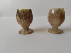 Vintage Onyx Stone Goblets Set of 2 – Hand Carved Decorative Cups