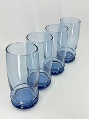4 Vintage Anchor Hocking Saturn Blueberry Tumblers Drinking Glasses 1960s MCM VT