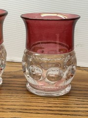 Tiffin Glass Kings Thumbprint Ruby Red Flash Flat Juice Glass Set Of 4