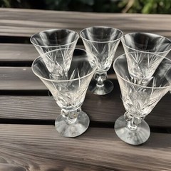 Beautiful Set Of 5 Swedish SWE2 Clear 5.5” Crystal Water Goblets EUC No Chips