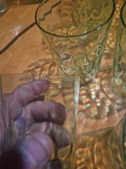Complete Set Of 8 Anchor Hocking Honeycomb Pattern Green 4” Juice Glasses