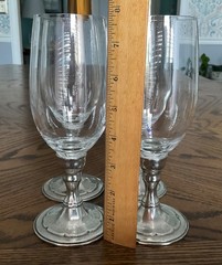 Williams-Sonoma WMS20 4 Iced Tea Glasses Pewter Stem 7 3/4″