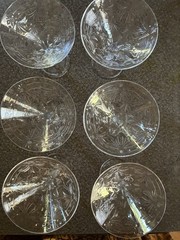 VTG Etched Crystal Coupe Champagne or Martini Glasses Set of 6 MINT COND