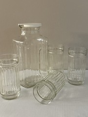 6pc VTG Anchor Hocking Linelites Glassware Set – 1 Glass Decanter & 4 Tumblers